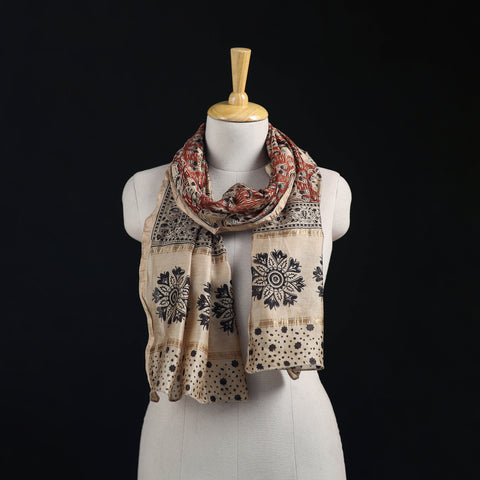 Pedana Kalamkari Hand Bock Print Natural Dyed Handloom Chanderi Silk Stole 10