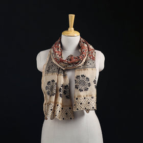 Pedana Kalamkari Hand Bock Print Natural Dyed Handloom Chanderi Silk Stole 10