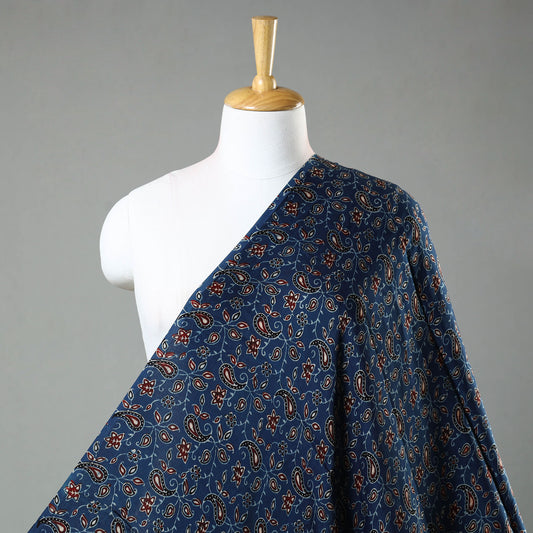 Blue - Ajrakh Hand Block Printed Modal Silk Fabric 21