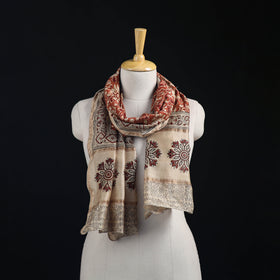 Pedana Kalamkari Hand Bock Print Natural Dyed Handloom Chanderi Silk Stole 12