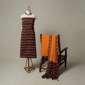 Pochampally Ikat Weave 3pc Cotton Unstitched Dress Material Suit Set 01