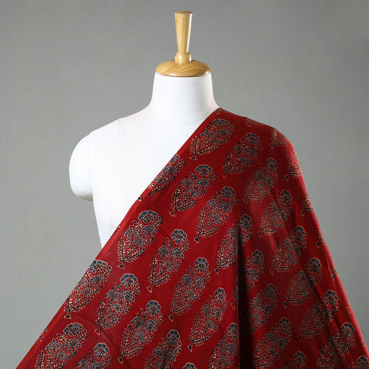 Red - Ajrakh Hand Block Printed Modal Silk Fabric 20