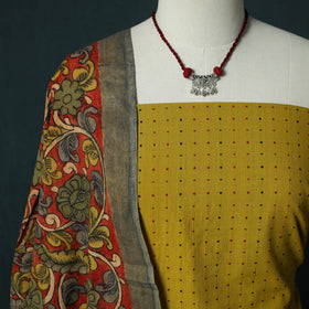 Jacquard Woven 2pc Cotton Unstitched Dress Material Kurta Set with Jewellery 07