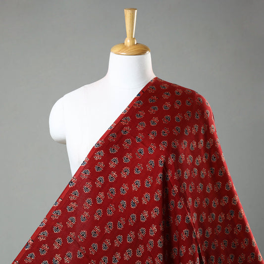 Red - Ajrakh Hand Block Printed Modal Silk Fabric 19