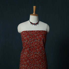 Red - Ajrakh Hand Block Print Natural Dyed Cotton 2pc Unstitched Dress Material Kurta Set with Jewellery Set 21