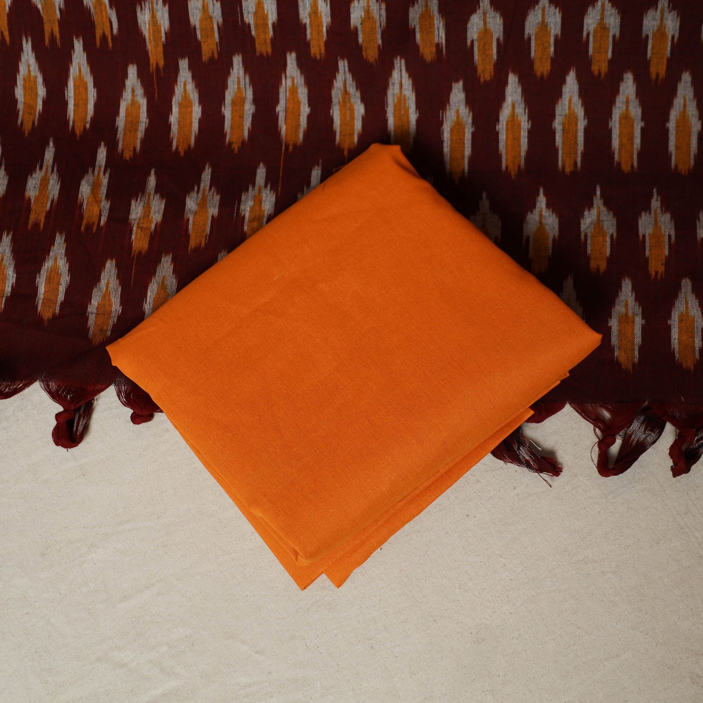 Pochampally Ikat Weave 3pc Cotton Unstitched Dress Material Suit Set 01