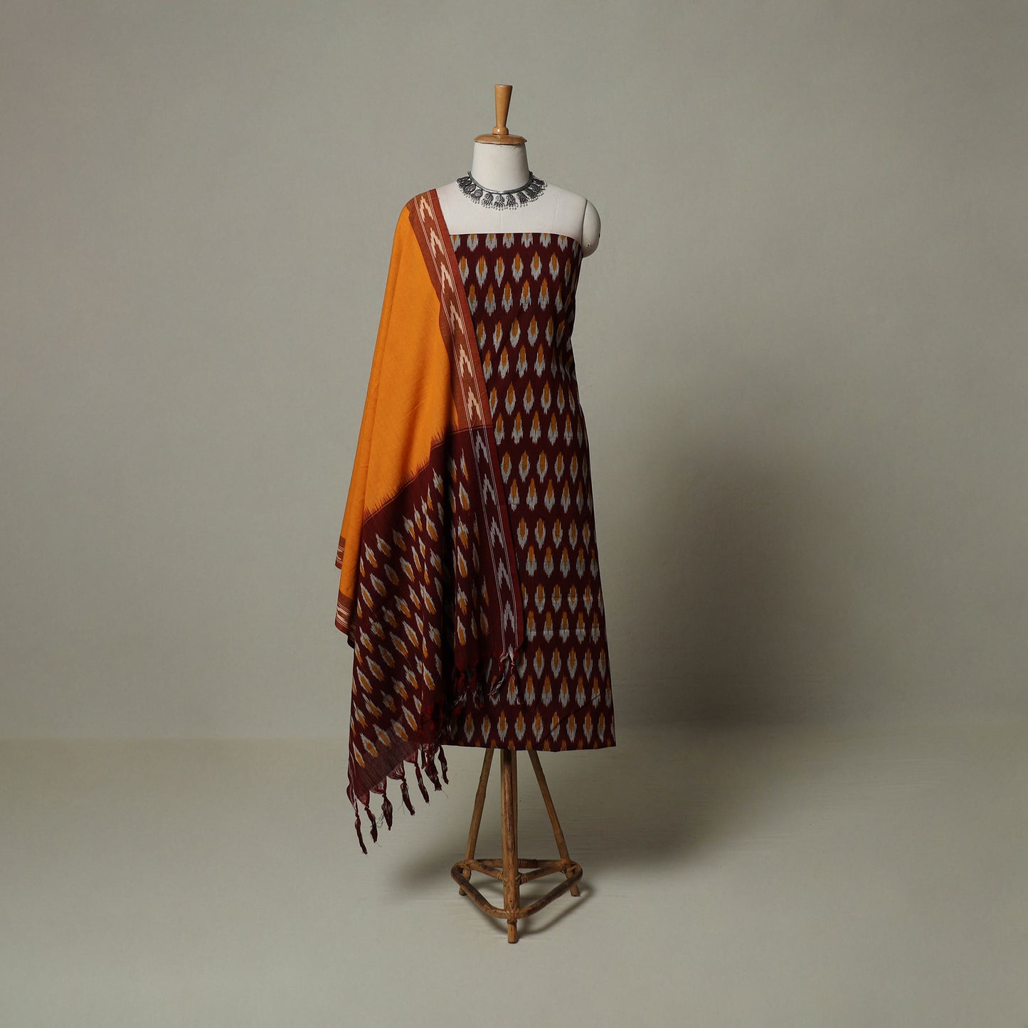 Pochampally Ikat Weave 3pc Cotton Unstitched Dress Material Suit Set 01