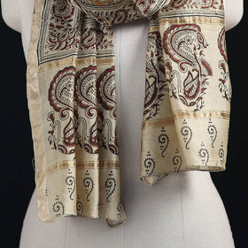 Pedana Kalamkari Hand Bock Print Natural Dyed Handloom Chanderi Silk Stole 16