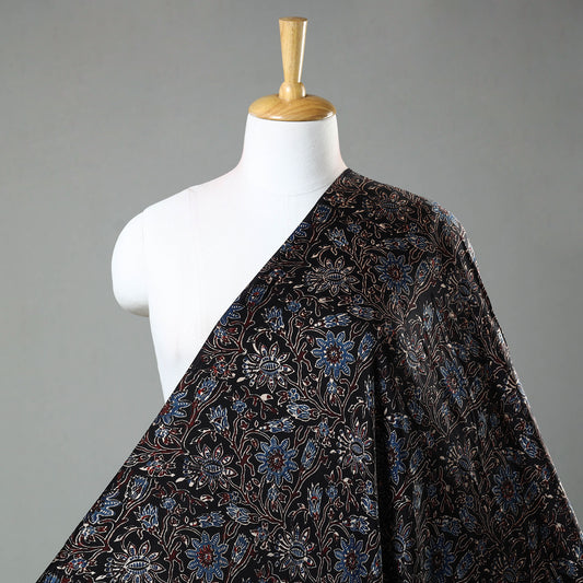 Black - Ajrakh Hand Block Printed Modal Silk Fabric 17
