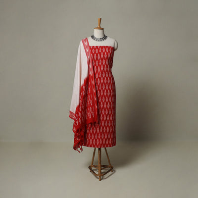 Pochampally Ikat Weave 3pc Cotton Unstitched Dress Material Suit Set 02