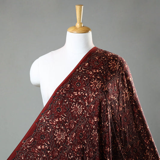 Brown - Ajrakh Hand Block Printed Modal Silk Fabric 16