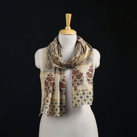 Pedana Kalamkari Hand Bock Print Natural Dyed Handloom Chanderi Silk Stole 18