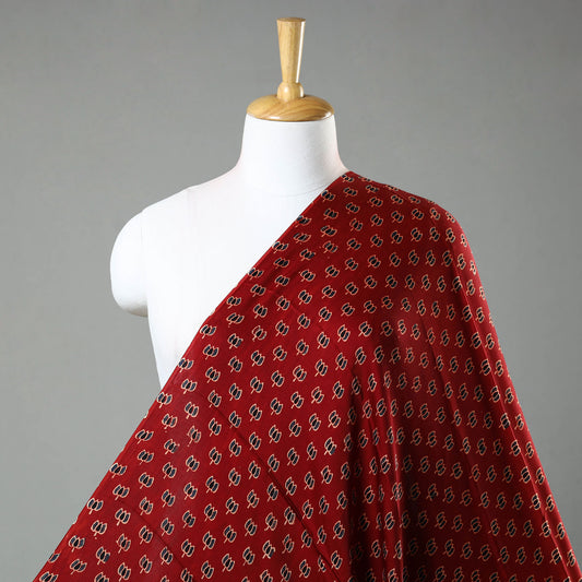 Red - Ajrakh Hand Block Printed Modal Silk Fabric 15