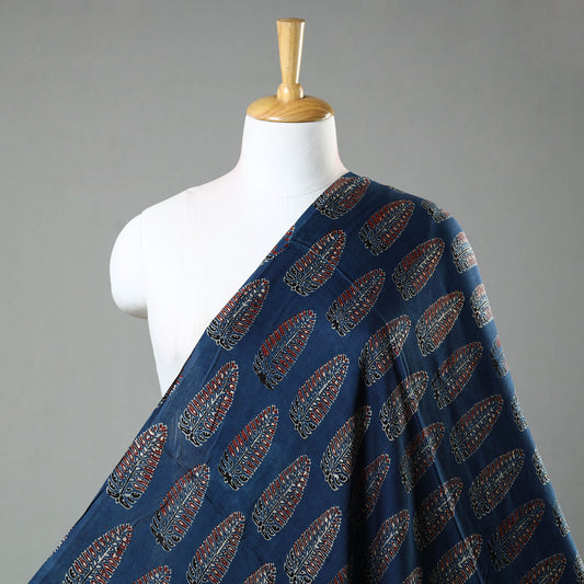 Blue - Ajrakh Hand Block Printed Modal Silk Fabric 14
