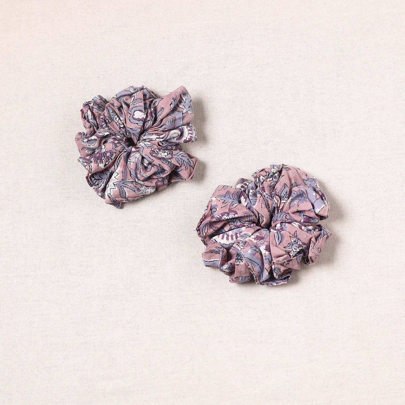 Purple - handmade cotton rubber bands/scrunchies (set of 2)