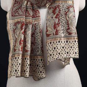 Pedana Kalamkari Hand Bock Print Natural Dyed Handloom Chanderi Silk Stole 21