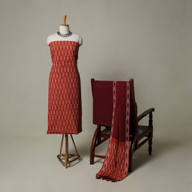 Pochampally Ikat Weave 3pc Cotton Unstitched Dress Material Suit Set 03