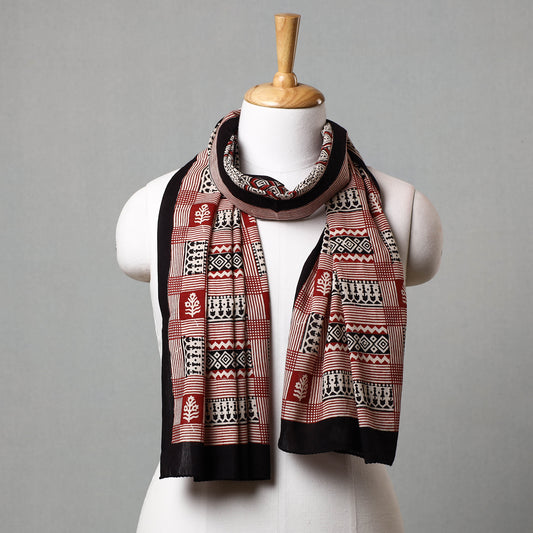 Red - Bagh Hand Block Printed Cotton Stole