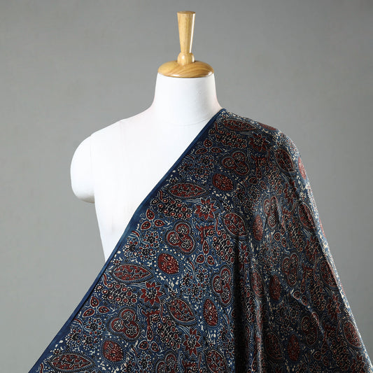 Blue - Ajrakh Hand Block Printed Modal Silk Fabric 12