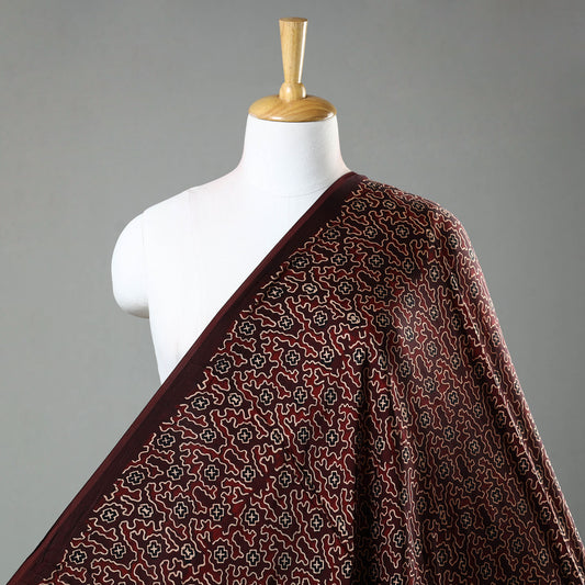 Brown - Ajrakh Hand Block Printed Modal Silk Fabric 11