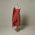 Pochampally Ikat Weave 3pc Cotton Unstitched Dress Material Suit Set 03