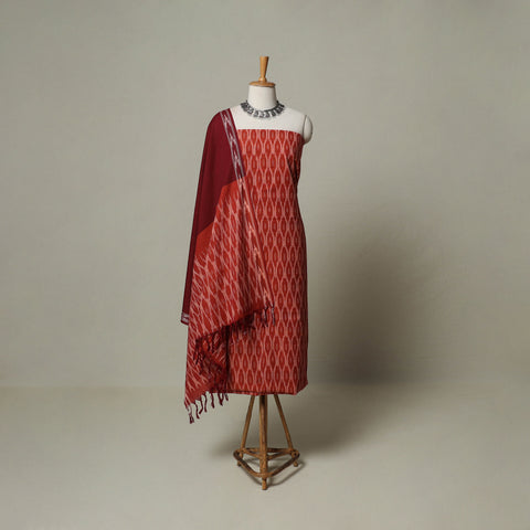 Pochampally Ikat Weave 3pc Cotton Unstitched Dress Material Suit Set 03