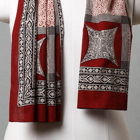 Red Bagh Hand Block Printed Cotton Stole 