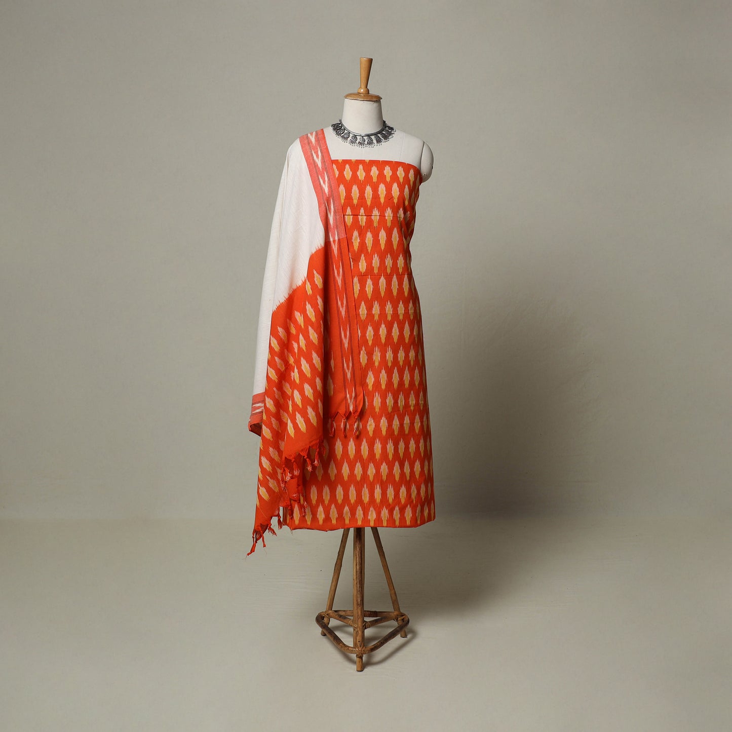 Pochampally Ikat Weave 3pc Cotton Unstitched Dress Material Suit Set 04