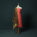 Jacquard Woven 2pc Cotton Unstitched Dress Material Kurta Set with Jewellery 10