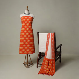 Pochampally Ikat Weave 3pc Cotton Unstitched Dress Material Suit Set 04