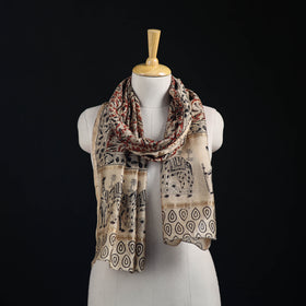 Pedana Kalamkari Hand Bock Print Natural Dyed Handloom Chanderi Silk Stole 26