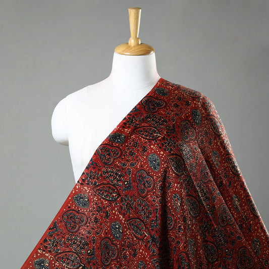 Red - Ajrakh Hand Block Printed Modal Silk Fabric 10
