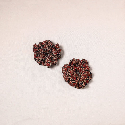 Brown - handmade cotton rubber bands/scrunchies (set of 2)