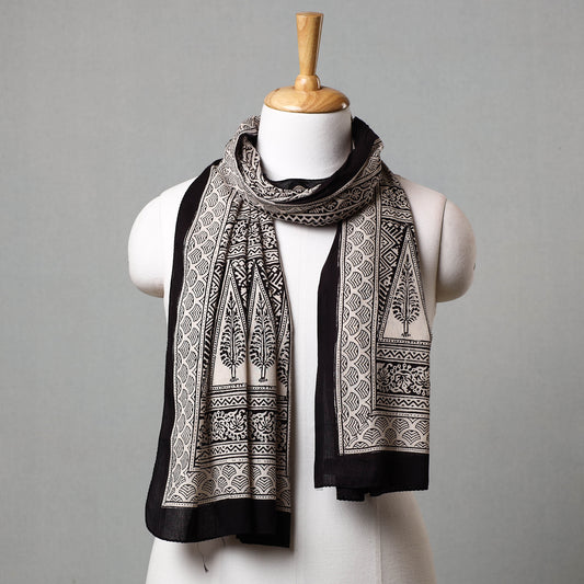 Black - Bagh Hand Block Printed Cotton Stole