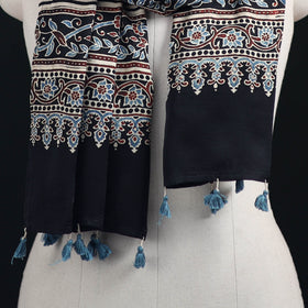 Ajrakh Hand Block Print Natural Dyed Modal Silk Stole 02