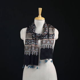 Ajrakh Hand Block Print Natural Dyed Modal Silk Stole 02