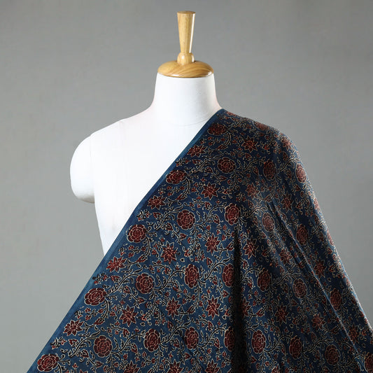 Blue - Ajrakh Hand Block Printed Modal Silk Fabric 07