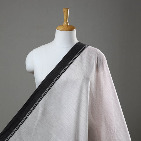 White - Cotton Kanchipuram Fabric with Thread Border 01