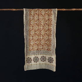Pedana Kalamkari Hand Bock Print Natural Dyed Handloom Chanderi Silk Stole 27