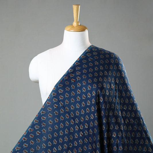 Blue - Ajrakh Hand Block Printed Modal Silk Fabric 05