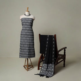 Pochampally Ikat Weave 3pc Cotton Unstitched Dress Material Suit Set 06