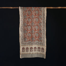 Pedana Kalamkari Hand Bock Print Natural Dyed Handloom Chanderi Silk Stole 24