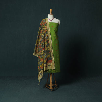 Jacquard Woven 2pc Cotton Unstitched Dress Material Kurta Set with Jewellery 12