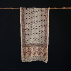 Pedana Kalamkari Hand Bock Print Natural Dyed Handloom Chanderi Silk Stole 23