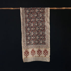 Pedana Kalamkari Hand Bock Print Natural Dyed Handloom Chanderi Silk Stole 22