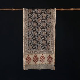 Pedana Kalamkari Hand Bock Print Natural Dyed Handloom Chanderi Silk Stole 20