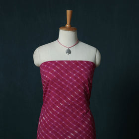 Leheriya Tie-Dye Cotton 2pc Unstitched Dress Material Kurta Set with Jewellery Set 25