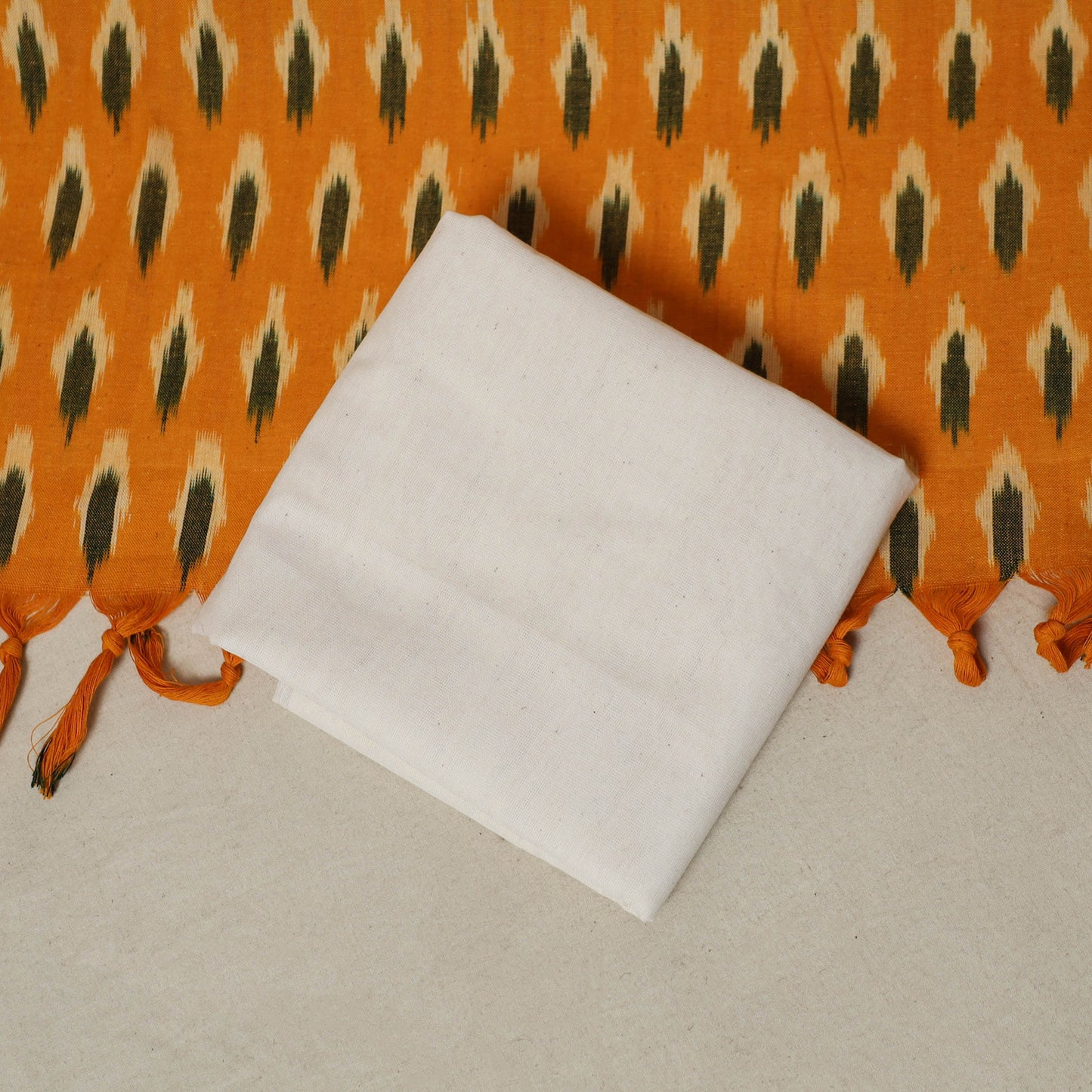 Pochampally Ikat Weave 3pc Cotton Unstitched Dress Material Suit Set 07