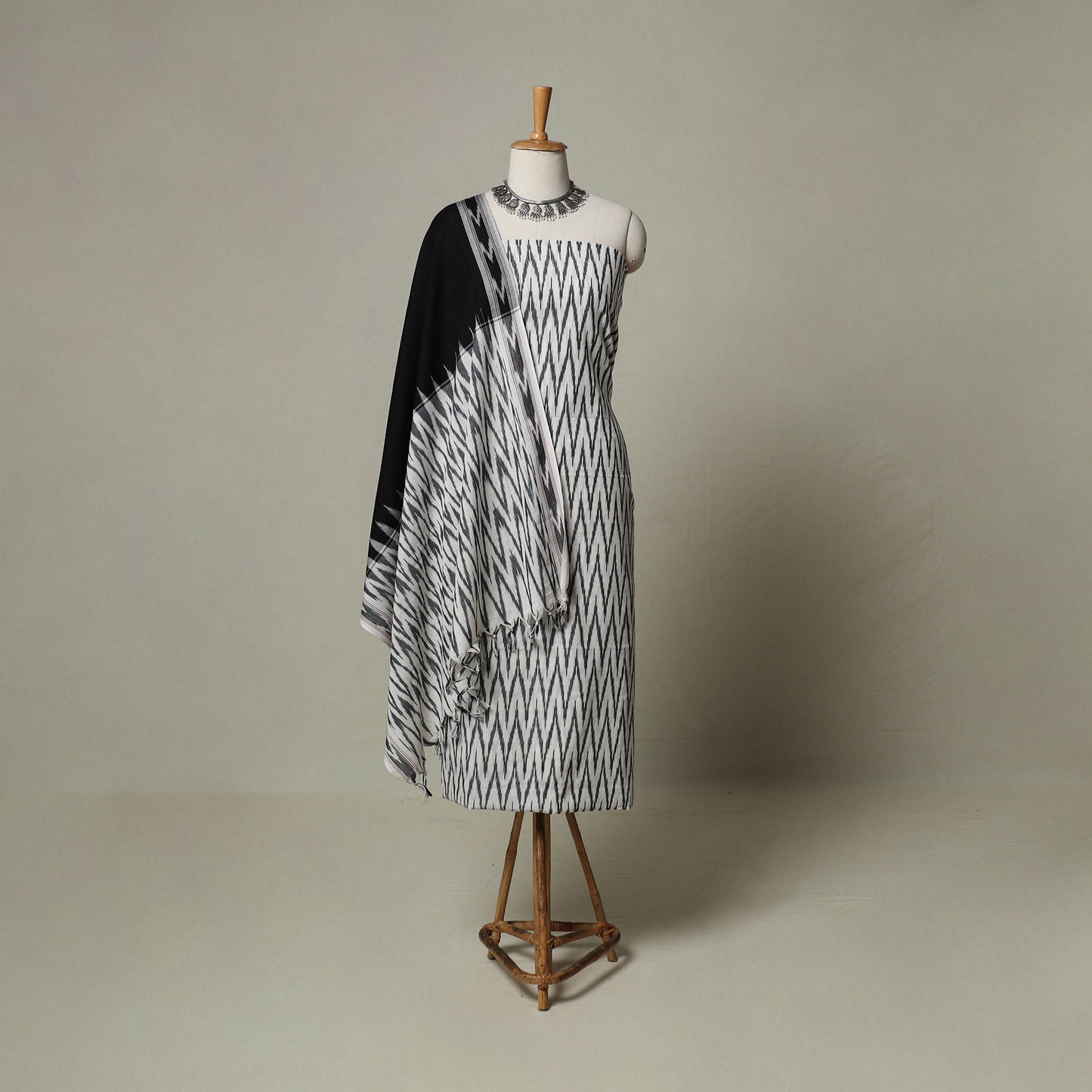 Pochampally Ikat Weave 3pc Cotton Unstitched Dress Material Suit Set 08