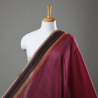 Maroon - Cotton Kanchipuram Fabric with Thread Border 12